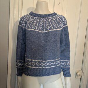 Fair Isle Sweater, pull over sweater, blue sweater, wool sweater